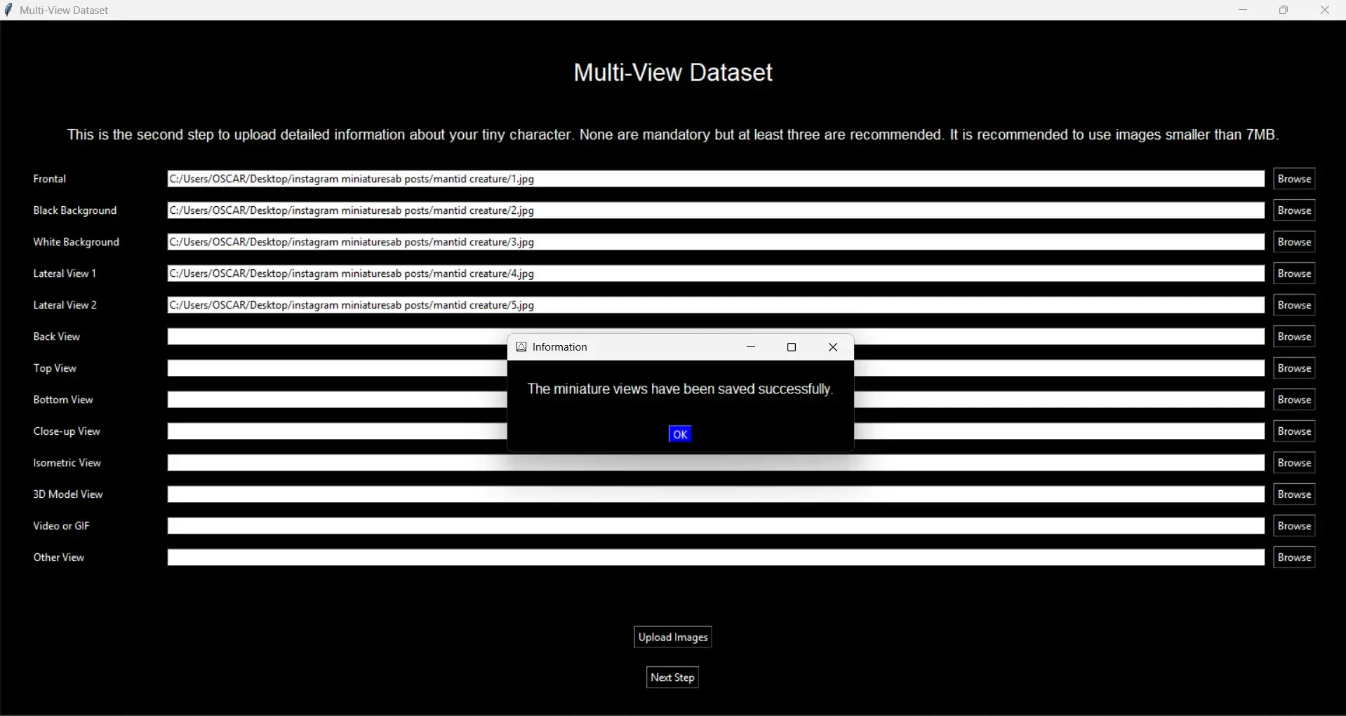 creation module screen 2