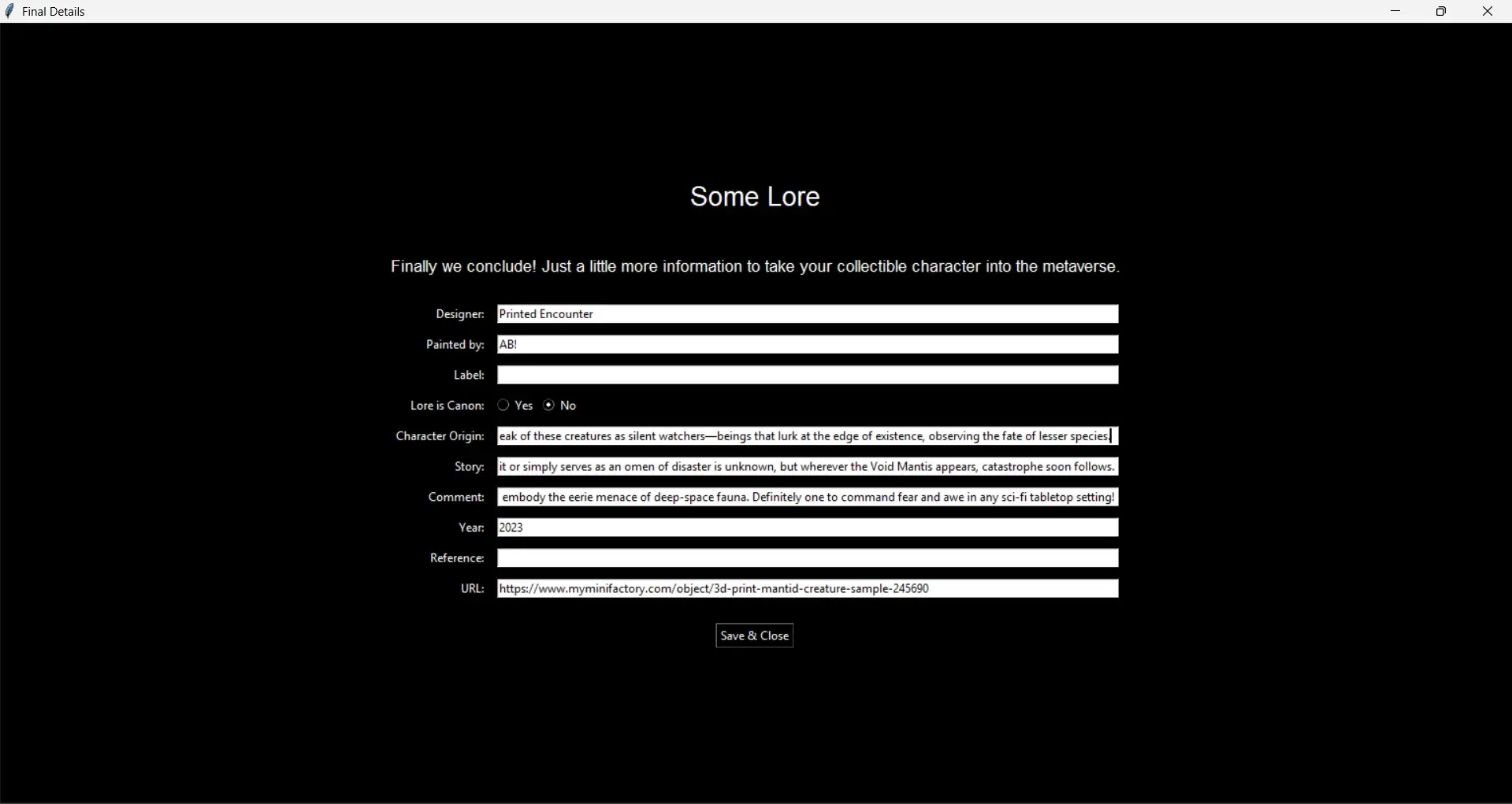 creation module screen 3