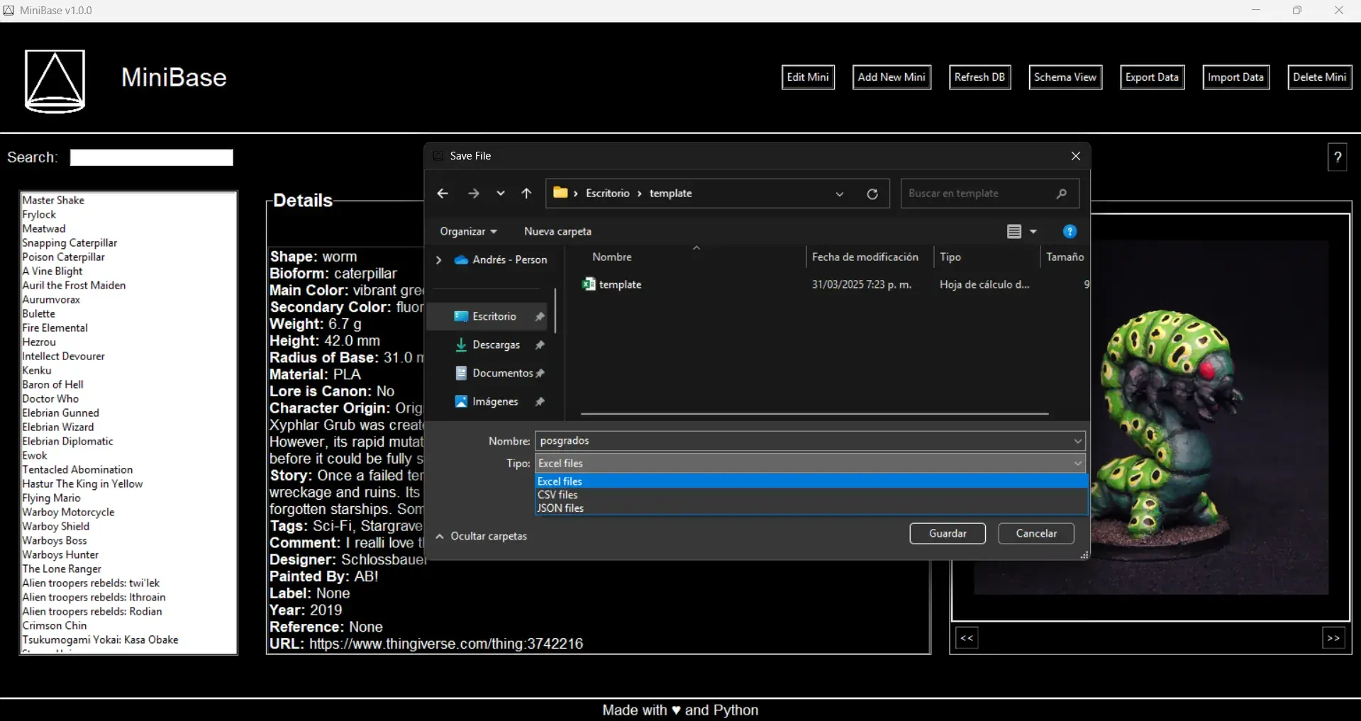 exportation module screen 1
